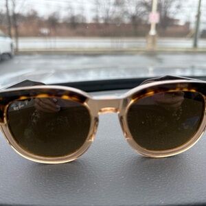 Ray-Ban Tortoiseshell and Brown Round Frame Sunglasses